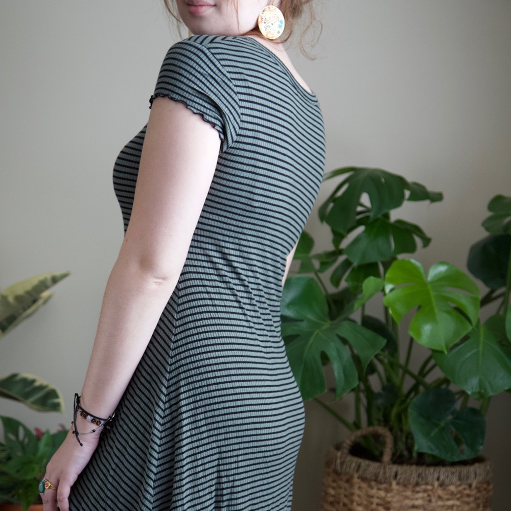 Black and green striped dress